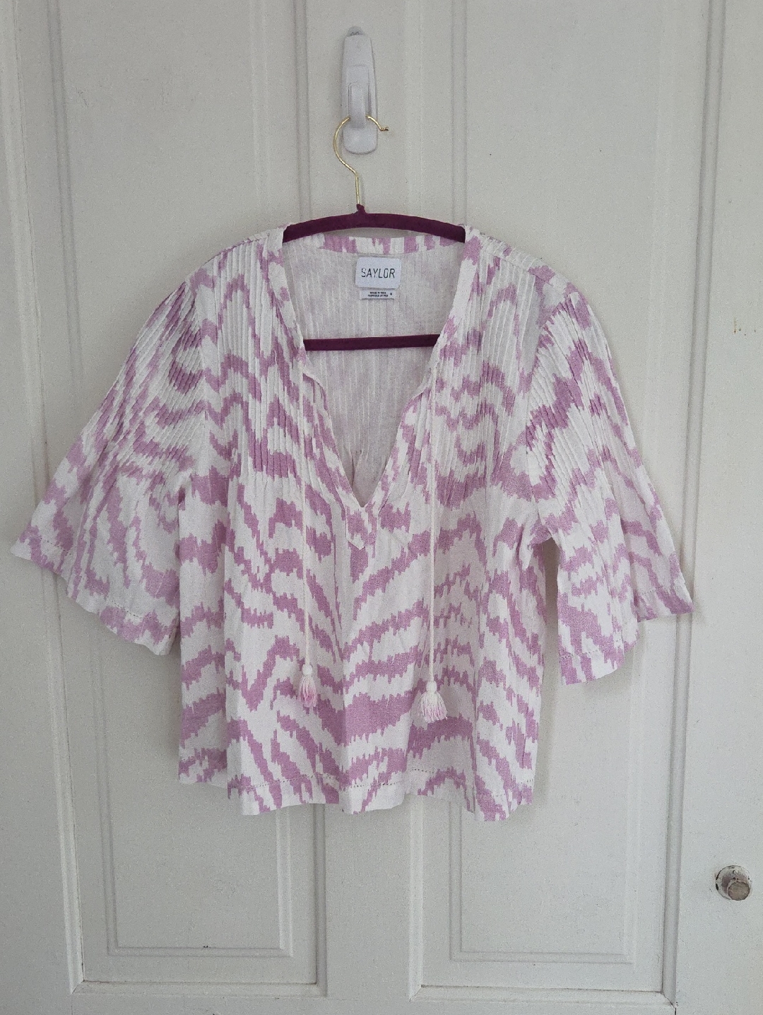 Saylor Lavender And White Pleated Top